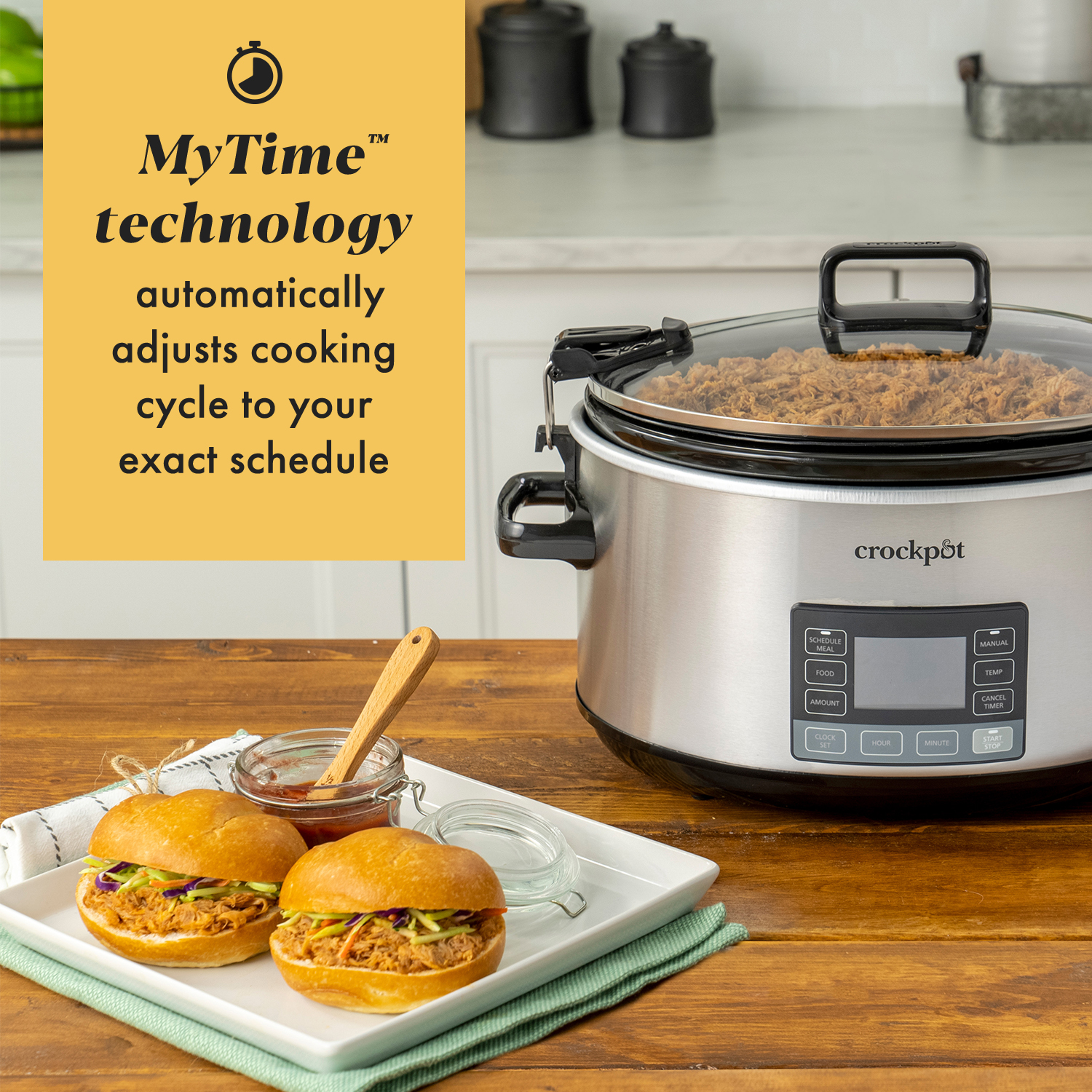 Alternative view of Crock-Pot Programmable 7-Quart MyTime Cook & CarrySlow Cooker, Stainless Steel